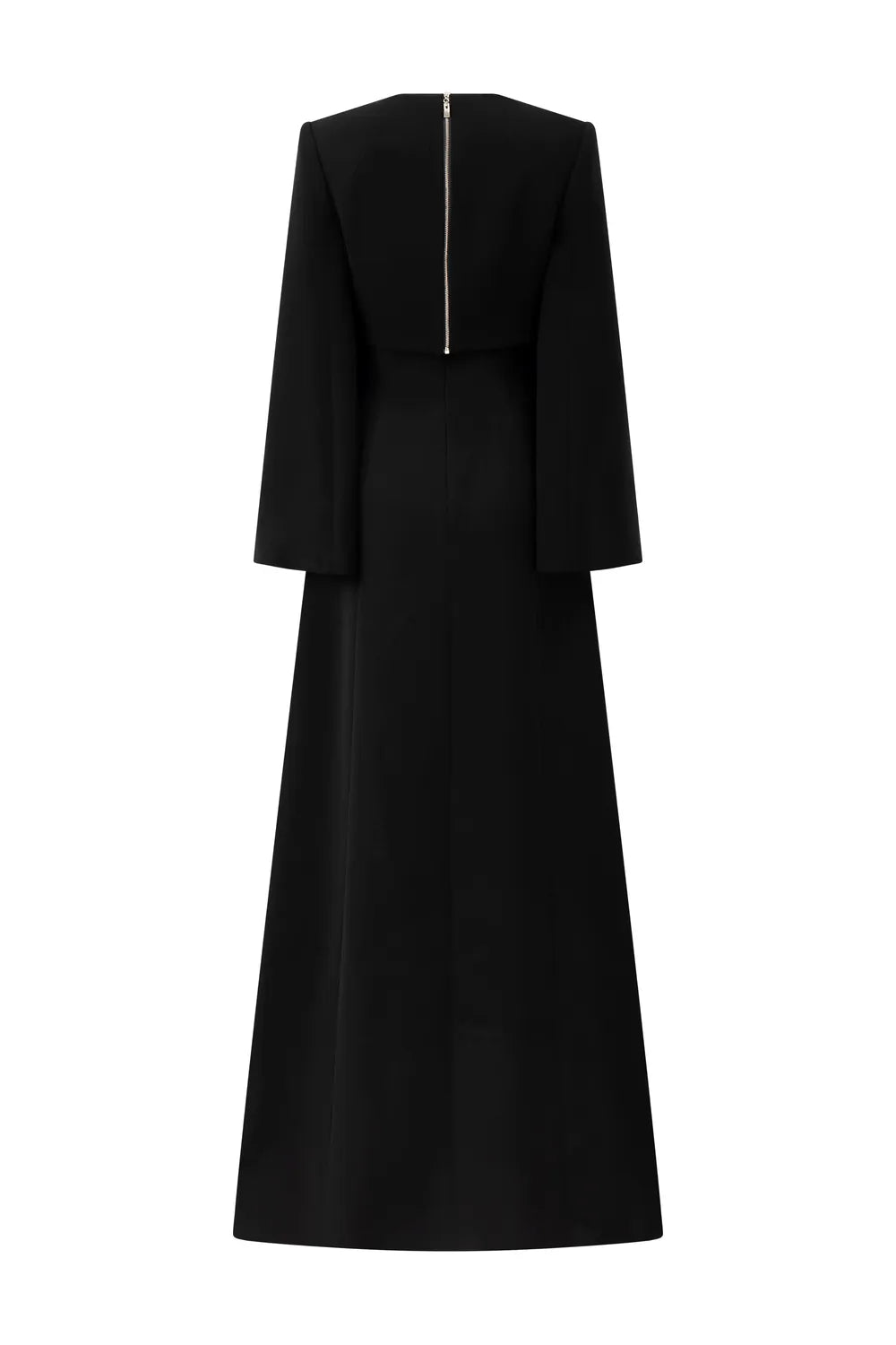 Long Flared Sleeve Cropped Top With Strapless A-line Dress Set
